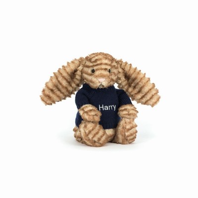 Jellycat Bashful Luxe Bunny Juniper with Navy Jumper UK | 07894TLVN